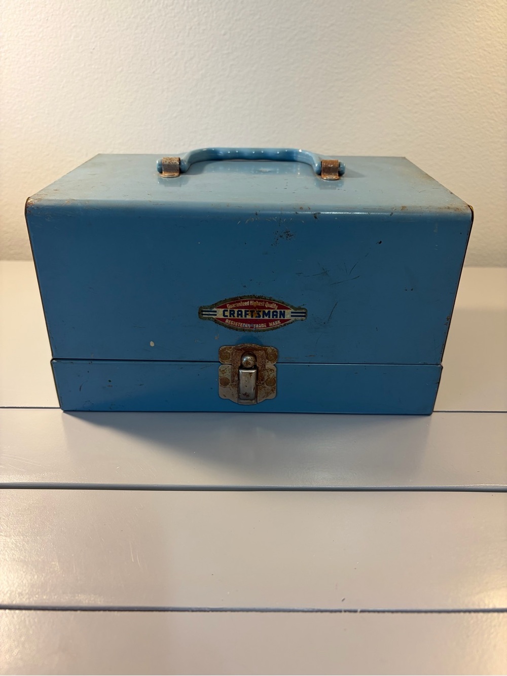 Vintage Craftsman Metal Tool Box Blue Case Yellow Inside. Made In USA